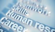 human resources, skills, career, reamwork keywords rendered in 3D type